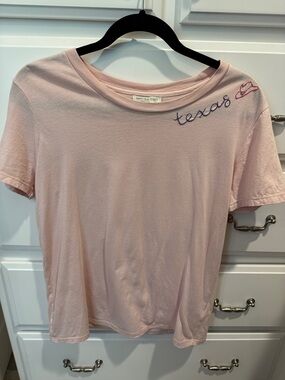 Pink 'Texas' Embroidered Short Sleeve Tee